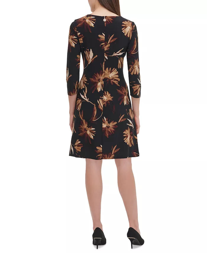 Vestido floral Miranda feminino Tommy Hilfiger, cor carvão, tamanho 6