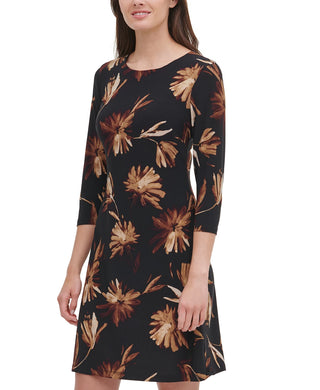 Vestido floral Miranda feminino Tommy Hilfiger, cor carvão, tamanho 6