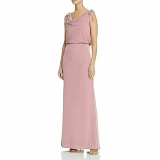 Adrianna Papell Women's Blouson Cowlneck Gown Pink Size 10
