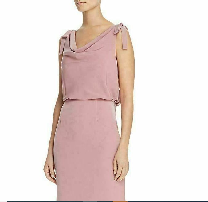 Vestido feminino Adrianna Papell Bluson com decote careca, rosa, tamanho 10