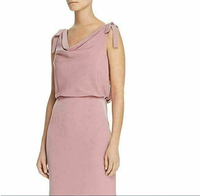 Vestido feminino Adrianna Papell Bluson com decote careca, rosa, tamanho 6