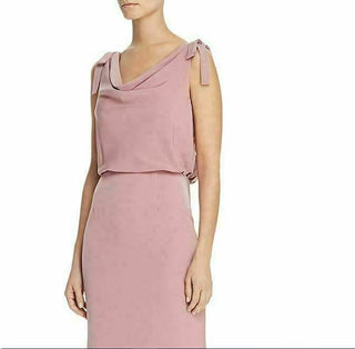 Vestido feminino Adrianna Papell Bluson com decote careca, rosa, tamanho 6
