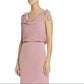 Vestido feminino Adrianna Papell Bluson com decote careca, rosa, tamanho 6