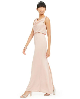 Vestido feminino Adrianna Papell Bluson com decote careca, rosa, tamanho 8