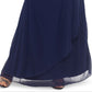 Vestido feminino B&amp;A By Betsy &amp; Adam com mangas esvoaçantes e detalhes em azul marinho, tamanho pequeno e pequeno