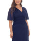 Vestido feminino plus size com mangas esvoaçantes e detalhes embelezados, tamanho marinho, pequeno e pequeno, B&amp;A By Betsy &amp; Adam