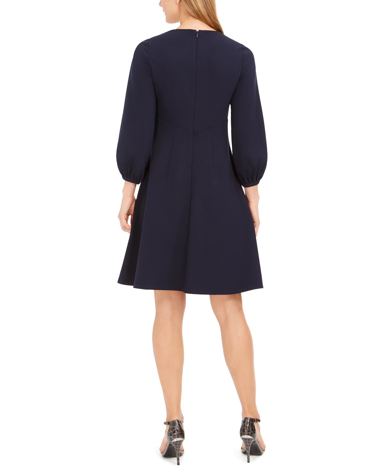 Vestido Calvin Klein Feminino com Botões Frontais e Corte A, Azul Marinho, Tamanho 12