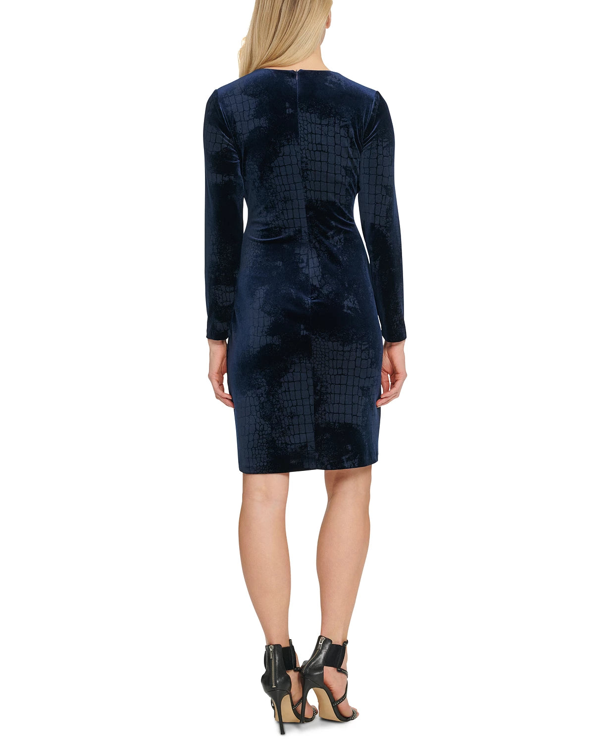 Vestido tubinho franzido feminino DKNY azul tamanho 16