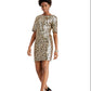 Vestido tubinho com lantejoulas e leopardo Betsey Johnson feminino, amarelo, tamanho 4