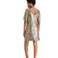 Vestido tubinho com lantejoulas e leopardo Betsey Johnson feminino, amarelo, tamanho 4