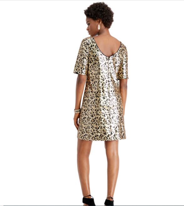 Vestido tubinho com lantejoulas e leopardo Betsey Johnson feminino, amarelo, tamanho 4