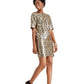 Vestido tubinho com lantejoulas e leopardo Betsey Johnson feminino, amarelo, tamanho 4