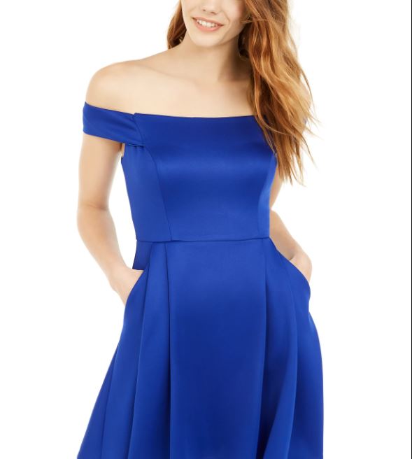 Vestido Teeze Me Junior com bolso e ombro de fora, azul, tamanho 13