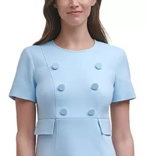 Vestido feminino HARPER ROSE com botões frontais e corte A, azul, tamanho 8