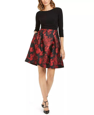 Vestido feminino Jessica Howard liso e floral, justo e evasê, tamanho 14, pequeno, na cor carvão