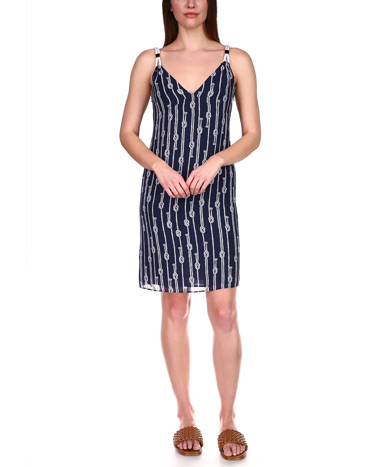 Vestido listrado marinheiro feminino Michael Kors azul tamanho extragrande
