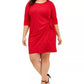 Vestido sarongue de malha com glitter plus size Robbie Bee feminino, vermelho, tamanho 1X