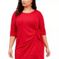 Vestido sarongue de malha com glitter plus size Robbie Bee feminino, vermelho, tamanho 1X