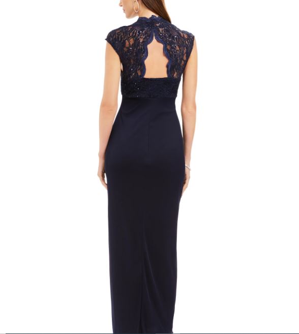 Vestido de renda feminino Connected, azul marinho, tamanho 6