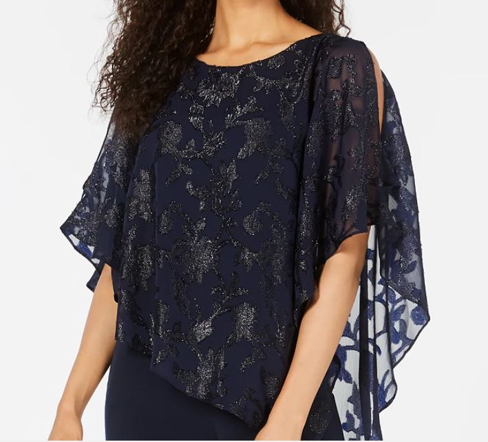 Macacão feminino com sobreposição assimétrica Connected, azul marinho, tamanho 6