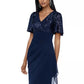 Vestido curto feminino XSCAPE com lantejoulas evasê, azul-marinho, tamanho 4 P