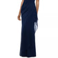 Vestido curto feminino XSCAPE com lantejoulas evasê, azul-marinho, tamanho 4 P