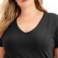Blusa feminina plus size de algodão com decote em V, preta, tamanho 1X, da INC International Concepts