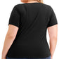 Blusa feminina plus size de algodão com decote em V, preta, tamanho 1X, da INC International Concepts