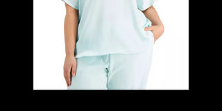 Blusa feminina Alfani plus size com decote em V, azul, tamanho 2X