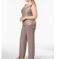 R &amp; M Richards Terno feminino plus size 3 peças e blusa bege tamanho 20W