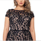 Vestido longo feminino Xscape Plus com flores 3D, preto, nude, tamanho 18W
