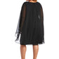 Vestido de capa de chiffon com detalhes plus size feminino R &amp; M Richards, preto, tamanho 20W