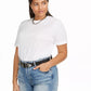 Camiseta feminina plus size Danielle Bernstein, body branco, tamanho 3X