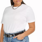 Camiseta feminina plus size Danielle Bernstein, body branco, tamanho 3X