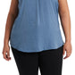 Blusa feminina Vince Camuto plus size com decote em V e sem mangas, azul, tamanho 3X