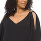 Top feminino Michael Kors Plus com alça de ombro, preto, tamanho 1X