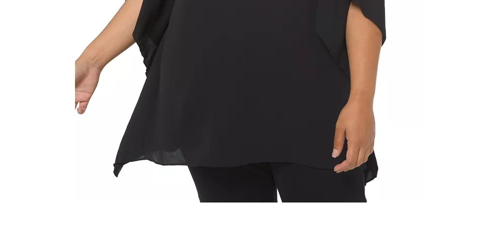 Top feminino Michael Kors Plus com alça de ombro, preto, tamanho 1X