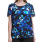 Blusa Calvin Klein Plus Size Feminina Estampa Floral Manga Flutter Azul Tamanho 1X