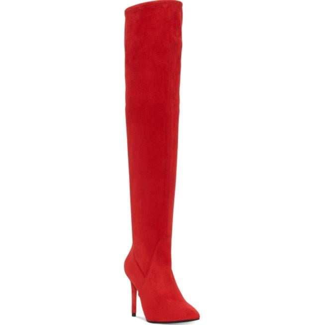 Botas de salto alto Jessica Simpson Livelle Tall Stiletto femininas, vermelhas, tamanho 5,5 M