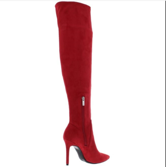 Botas de salto alto Jessica Simpson Livelle Tall Stiletto femininas, vermelhas, tamanho 5,5 M