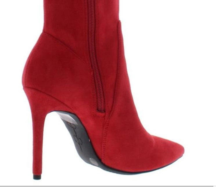 Botas de salto alto Jessica Simpson Livelle Tall Stiletto femininas, vermelhas, tamanho 5,5 M