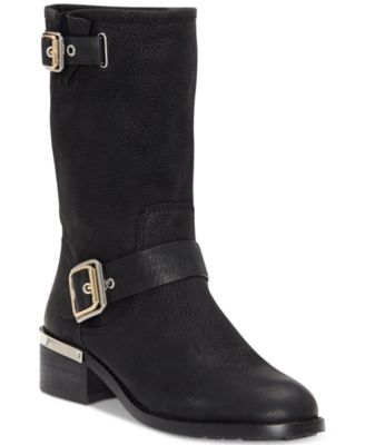 Botas de motociclista femininas Vince Camuto Windy, pretas, tamanho 6,5 M