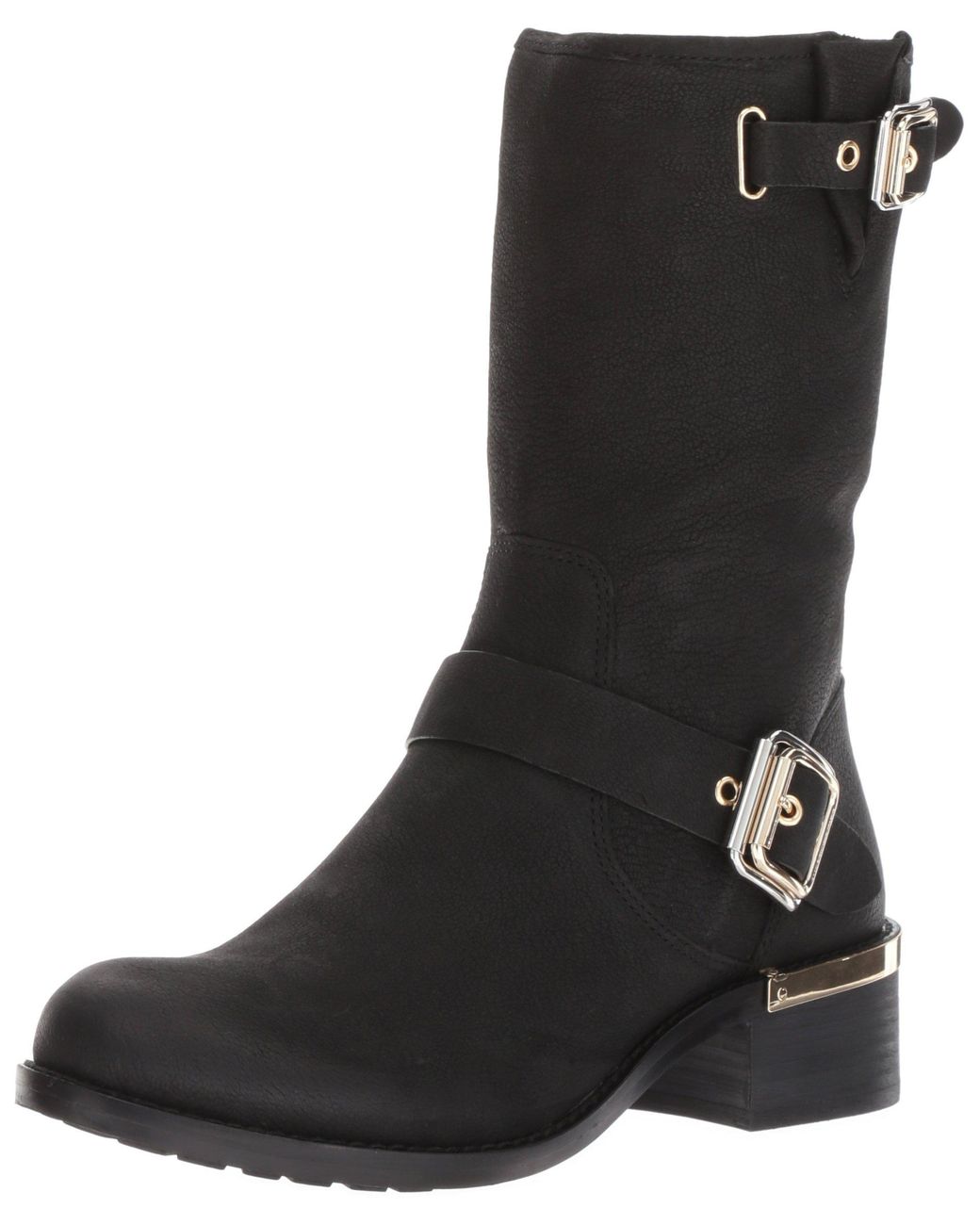 Botas de motociclista femininas Vince Camuto Windy, pretas, tamanho 6,5 M