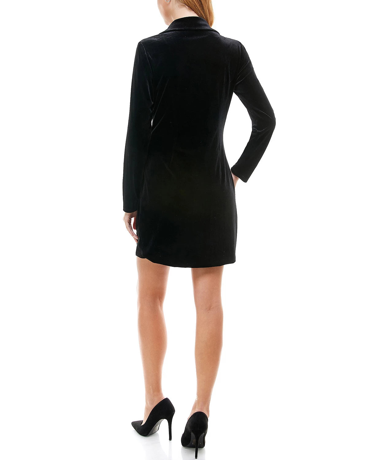 Vestido blazer smoking de veludo City Studios Juniors, preto, tamanho XXG