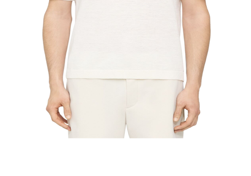 Camisa polo de manga curta e gola aberta Theory Brenan, branca, tamanho XS