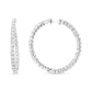 18K White Gold 3 5/8 Cttw Round Diamond Curved Inside-Outside Hoop Earrings (F-G Color, VS1-VS2 Clarity)