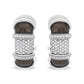 18K White Gold Flash Plated .925 Sterling Silver Clear Graphite Grey Enamel 5/8 Cttw Round Diamonds Huggie Hoop Earrings (F-G Color, VS1-VS2 Clarity)