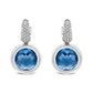 18K White Gold Bezel Set 11mm Blue Topaz and 1/2 Cttw Invisible Set Diamond Bale Dangle Earrings (F-G Color, VS1-VS2 Clarity)