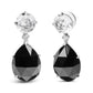 18K White Gold 1/5 Cttw Diamond with Round White Topaz and 20x15mm Pear Cut Black Onyx Gemstone Dangle Earring (G-H Color, SI1-SI2 Clarity)