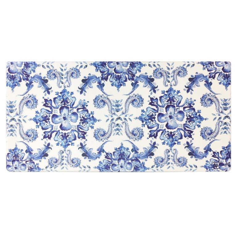 Tapete de chão grande antifadiga com relevo de 20" x 39" (azulejo com padrão de rascunho de papoula)